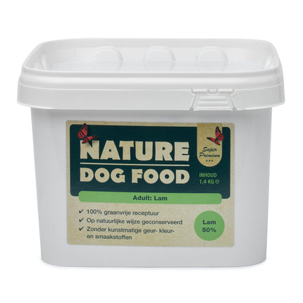 Nature-dog-food-hypoallergeen-graanvrij-hondenvoer-lam-emmer-puppy-adult