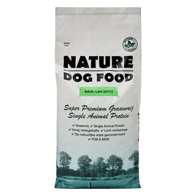 Nature-dog-food-hypoallergeen-graanvrij-hondenvoer-lam-zak-puppy-adult