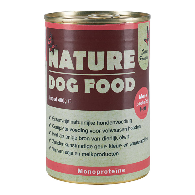 Nature-dog-food-natvoer-monoproteine-hert-blik