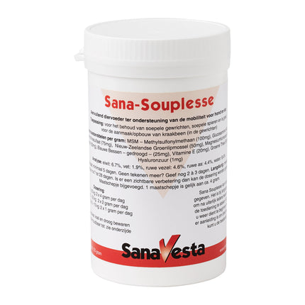 potje van 125 gram sana-souplesse een supplement voor de spieren en gewrichten van honden en katten