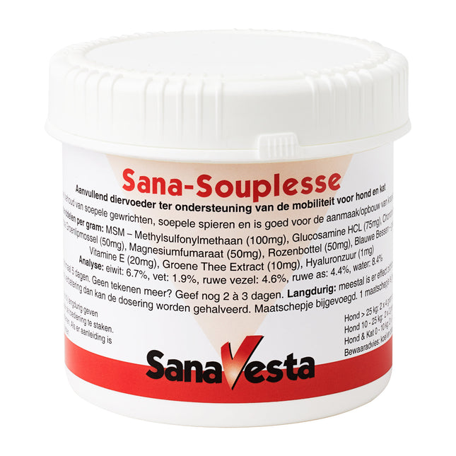 potje van 275 gram sana-souplesse een supplement voor de spieren en gewrichten van honden en katten