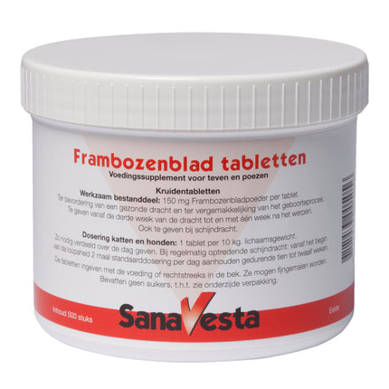 Pot Sana-Vesta frambozenbladtabletten voor honden van 500 stuks