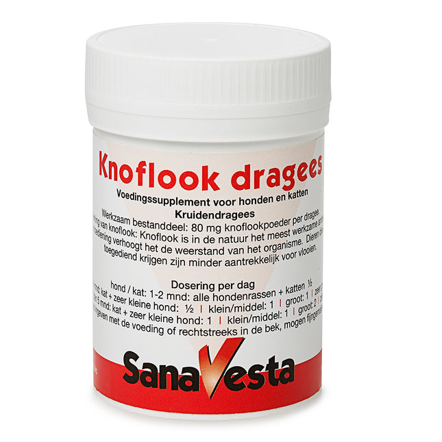 Potje Sana-Vesta Knoflookdragees voor honden en katten van 100 stuks
