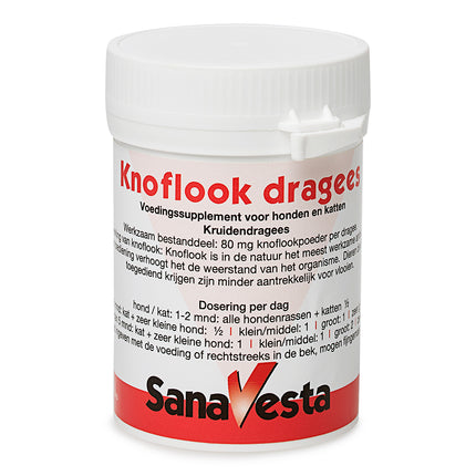 Potje Sana-Vesta Knoflookdragees voor honden en katten van 200 stuks