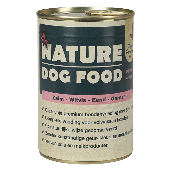 Nature Dog Food Natvoer - Zalm, witvis, eend, garnaal Nature Dog Food Natvoer - Zalm, witvis, eend, garnaal