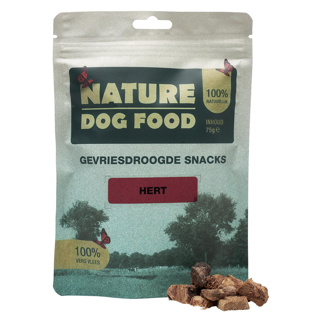Gevriesdroogde snacks voor honden van Hert