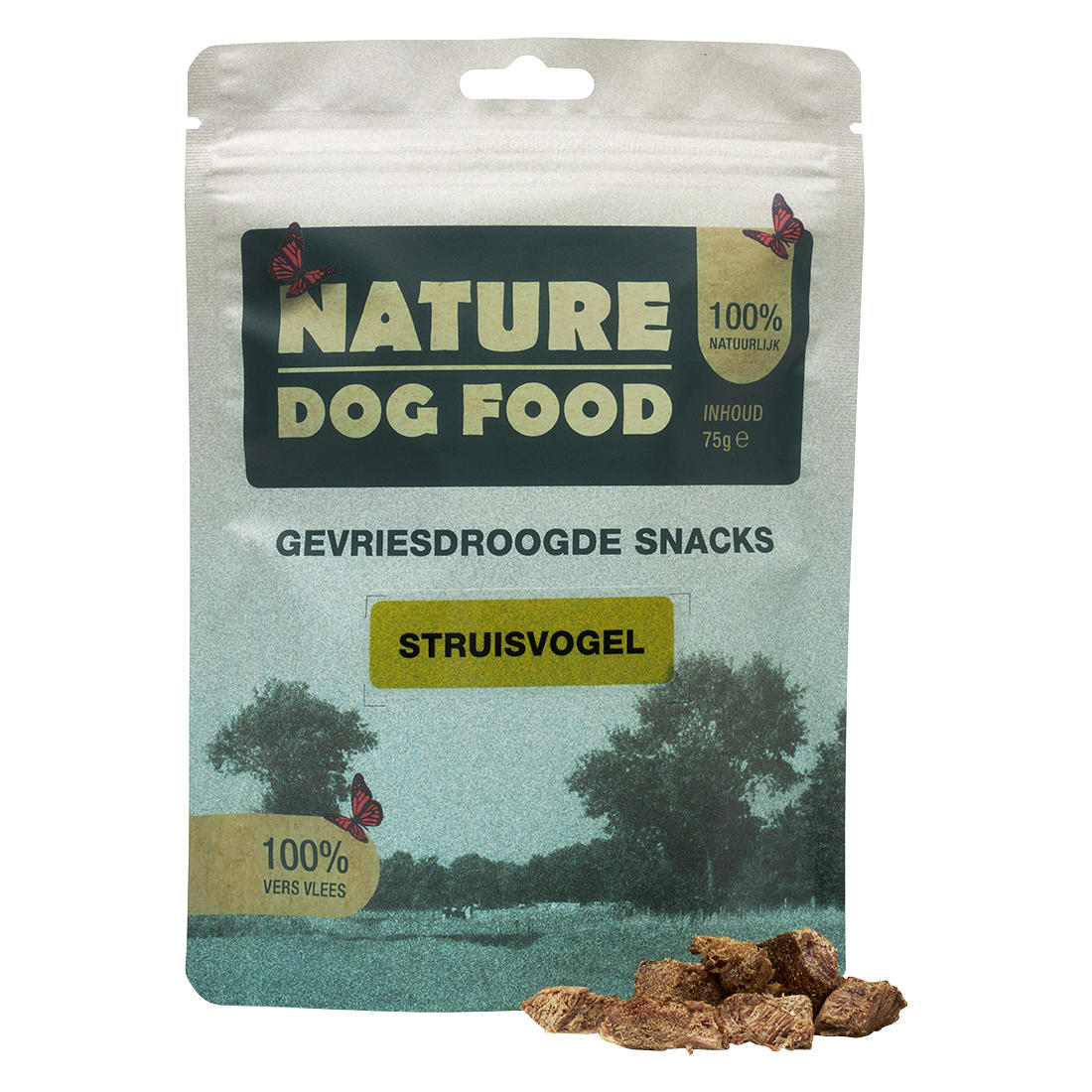 Gevriesdroogde Hondensnacks van Struisvogel